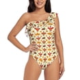 thumbnail image 1 of Goofa Thanksgiving Turkeys Pattern Women's One Piece Swimsuits Tummy Control Bathing Suits Asymmetric One Shoulder Swimwear-Large, 1 of 6