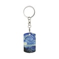 thumbnail image 1 of Goofa The Starry Night Printed Rectangular Metal Keychain Bag Charm Floral Charm for Purse Keys Metal Keyring Gift for Women Accessories, 1 of 7