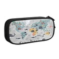 thumbnail image 1 of Goofa The World Map with Cartoon Animals Pattern Big Capacity Pencil Pen Case Office College Large Storage High Capacity Bag Pouch Holder Box Organizer, 1 of 9