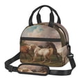 thumbnail image 1 of Goofa Three Horses Oil Painting Pattern Lunch Bag ,Insulated Lunch Box, Small Leakproof Cooler Food Lunch Containers Reusable High Capacity Lunch Tote Bags, 1 of 8