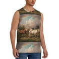 thumbnail image 1 of Goofa Three Horses Oil Painting Printed Men's Sleeveless T-Shirt - Athletic Gym Workout Tank Top for Men - Moisture-Wicking, UPF 30+ Quick-Dry Muscle Tee-Medium, 1 of 8
