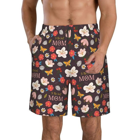 Goofa To The Best Mom Printed Mens Swim Trunks Summer Quick Dry Short Beach Swimwear Bathing Suits-Large