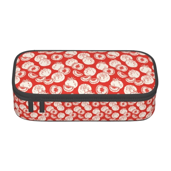 Goofa Tomatoes Pattern Pencil Case, Multi- Slot Pencil Pouch, Portable Pencil Bag, Pen Case for& Office
