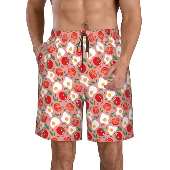 Goofa Tomatoes Printed Mens Swim Trunks Summer Quick Dry Short Beach Swimwear Bathing Suits-Large