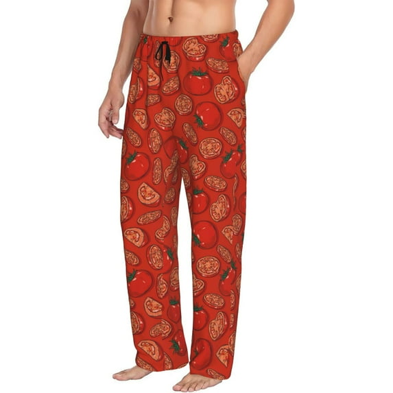 Goofa Tomatoes Printed Soft Pajama Pants for Men, Wide Leg Comfy Casual Lounge Yoga Pants-Large