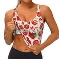thumbnail image 1 of Goofa Tomatoes Printed Sports Bras for Women, High Impact Running Bra Workout Crop Tank Tops Longline Sports Bra Push up-Medium, 1 of 9