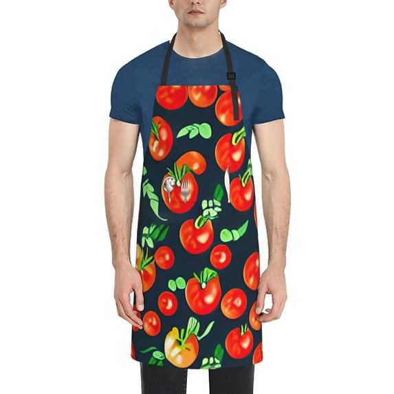 Goofa Tomatoes Printed Waterproof Apron 33" Chef Aprons for Men Heavy Duty Chemical Work Apron Adjustable Bib Apron
