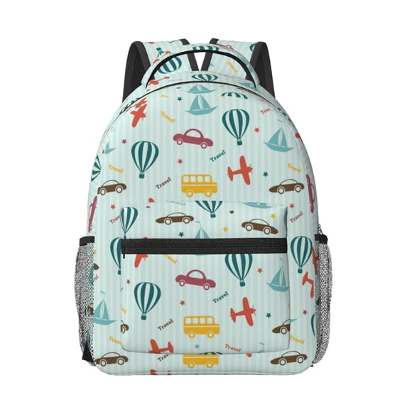 Goofa Transport Travel Pattern Comfortable Student Backpack - Ergonomic Design, Durable, Water-Resistant, Multi-Compartment,Travel, and Outdoor Activities