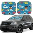 thumbnail image 1 of Goofa Transportations With Cute Animals Pattern 2 Piece Car Windshield Sun Shade Foldable | Front Windshield Shade for Sun, Heat and UV Rays | Sunshade for Car Front Window-Small, 1 of 7