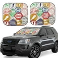 thumbnail image 1 of Goofa Travel Stamp Pattern 2 Piece Car Windshield Sun Shade Foldable | Front Windshield Shade for Sun, Heat and UV Rays | Sunshade for Car Front Window-Large, 1 of 7