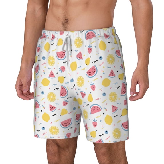 Goofa Tropical Fruit Printed Men's Swim Trunks Board Shorts Quick Dry Mens Swimming Trunks with Compression Liner,Breathable Fit Hawaii Beach Shorts-Small