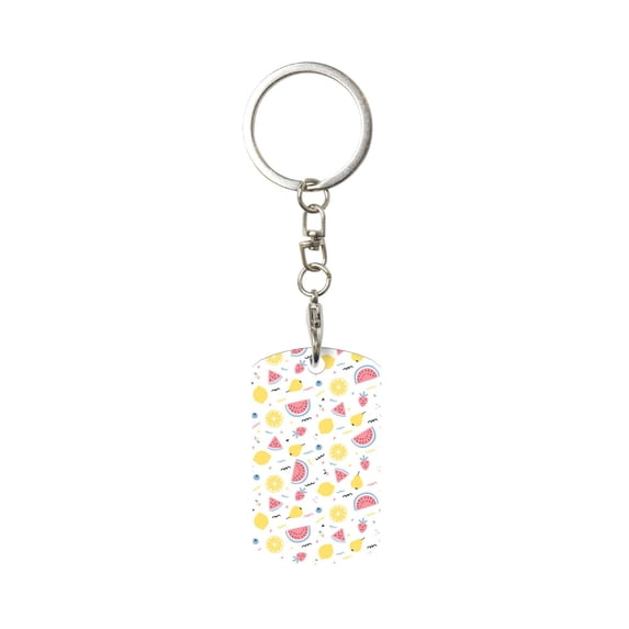 Goofa Tropical Fruit Printed Rectangular Metal Keychain Bag Charm Floral Charm for Purse Keys Metal Keyring Gift for Women Accessories
