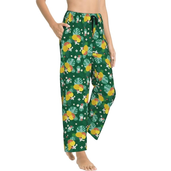 Goofa Tropical Fruit Printed Soft Pajama Pants for Women, Wide Leg Comfy Casual Lounge Yoga Pants-XX-Large