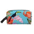 thumbnail image 1 of Goofa Tropical Jungle Flamingo Printed Toiletry Bag with Handle,Large Capacity Travel Makeup Cosmetic Bag for Women, Carry on Airport Airline Compliant Bag, 1 of 9