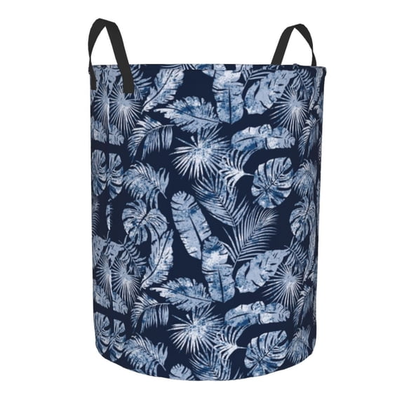 Goofa Tropical Leaves Printed Circular Hamper,Laundry Basket with Handles,Storage Baskets Foldable,Large Capacity Laundry Hamper-