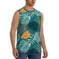 thumbnail image 1 of Goofa Tropical Leaves Printed Men's Sleeveless T-Shirt - Athletic Gym Workout Tank Top for Men - Moisture-Wicking, UPF 30+ Quick-Dry Muscle Tee-Large, 1 of 8