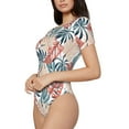 thumbnail image 1 of Goofa Tropical Leaves Printed Women Rash Guard Short Sleeve,Tummy control Swimsuit Surfing Swimsuit Bathing Suit One Piece Swimsuit UPF 50-X-Large, 1 of 9