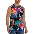 thumbnail image 1 of Goofa Tropical Palm Leaves Printed Men's Sleeveless T-Shirt - Athletic Gym Workout Tank Top for Men - Moisture-Wicking, UPF 30+ Quick-Dry Muscle Tee-Large, 1 of 8