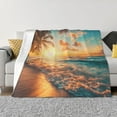 thumbnail image 1 of Goofa Tropical Sunset Beach Scene Pattern Fleece Throw Blanket for Couch, Soft Checkered Flannel Blanket for Sofa, Warm Cozy Decorative Blanket Fall Decor Gift-60"x50", 1 of 6