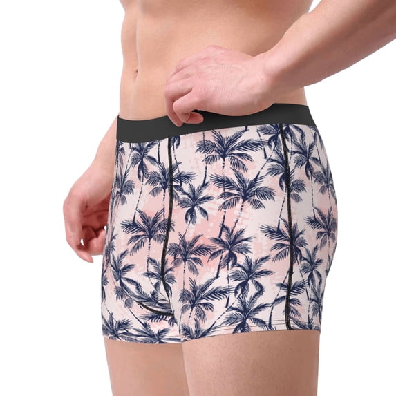 Goofa Tropics Palm Trees Printed Men's Boxer Briefs Underwear, Moisture-Wicking Underwear, Trunk,Soft and Breathable Cotton Underwear-Large