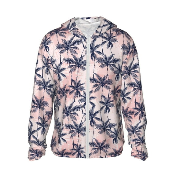 Goofa Tropics Palm Trees Printed Women's UPF 50  Sun Protection Hoodie Jacket Lightweight Long Sleeve Sun Shirt for Women with Pocket Hiking Outdoor-