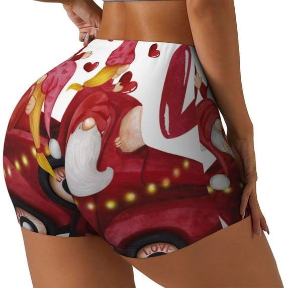 Goofa Truck With Gnomes Printed Workout Shorts Women Seamless Scrunch Butt Lifting High Waisted Gym Booty Shorts Elastic Workout Shorts-Large