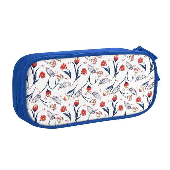Goofa Tulips Flowers Pattern Big Capacity Pencil Pen Case Office College Large Storage High Capacity Bag Pouch Holder Box Organizer