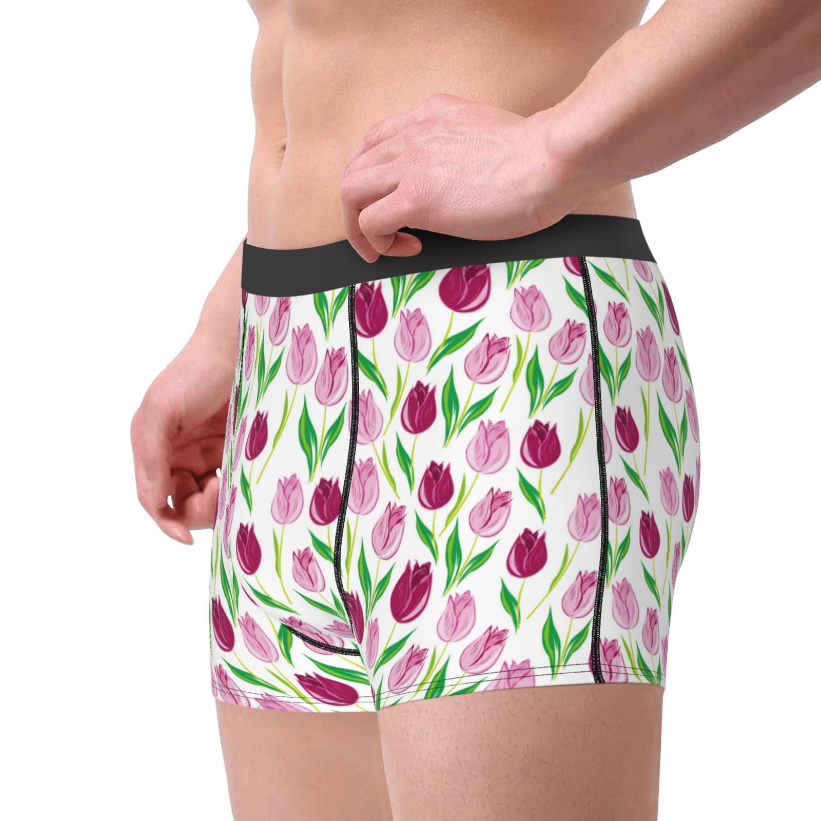 Goofa Tulips Flowers Printed Men's Boxer Briefs Underwear, Moisture ...