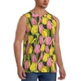 thumbnail image 1 of Goofa Tulips Flowers Printed Men's Sleeveless T-Shirt - Athletic Gym Workout Tank Top for Men - Moisture-Wicking, UPF 30+ Quick-Dry Muscle Tee-Small, 1 of 8