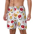 Goofa Tulips Flowers Printed Men's Swim Trunks Board Shorts Quick Dry