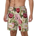thumbnail image 1 of Goofa Tulips Flowers Printed Men's Swim Trunks Board Shorts Quick Dry Mens Swimming Trunks with Compression Liner,Breathable Fit Hawaii Beach Shorts-X-Large, 1 of 9