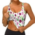 thumbnail image 1 of Goofa Tulips Flowers Printed Sports Bras for Women, High Impact Running Bra Workout Crop Tank Tops Longline Sports Bra Push up-Large, 1 of 9