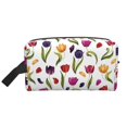thumbnail image 1 of Goofa Tulips Flowers Printed Toiletry Bag with Handle,Large Capacity Travel Makeup Cosmetic Bag for Women, Carry on Airport Airline Compliant Bag, 1 of 9