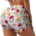 thumbnail image 1 of Goofa Tulips Flowers Printed Workout Shorts Women Seamless Scrunch Butt Lifting High Waisted Gym Booty Shorts Elastic Workout Shorts-Medium, 1 of 8