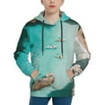 thumbnail image 1 of Goofa Turquoise Beach Kayaking Pattern Hooded Sweatshirt for Youth Trendy youth sweatshirt Casual Hoodie for Boys and Girls-Large, 1 of 6