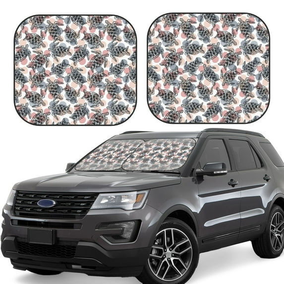 Goofa Turtle Pattern 2 Piece Car Windshield Sun Shade Foldable | Front Windshield Shade for Sun, Heat and UV Rays | Sunshade for Car Front Window-