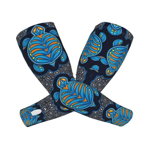 Goofa Turtle Pattern UV Sun Protection Arm Sleeves, UPF 50 Sports Cooling Arm Compression Sleeves for Men Women Teenager