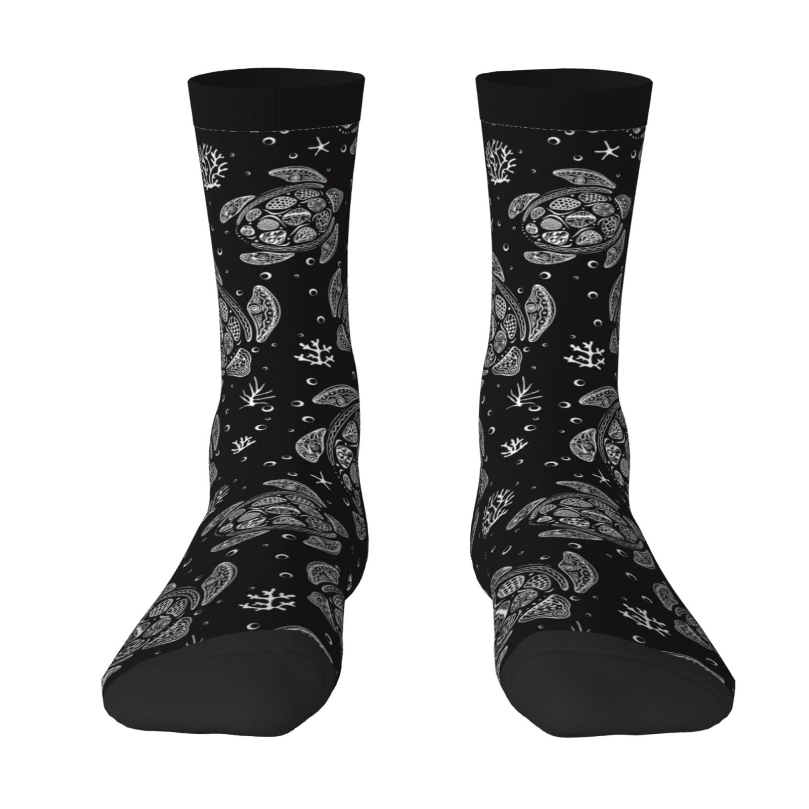 Goofa Turtle Printed Men's Crew Socks, Soft Durable Breathable Moisture
