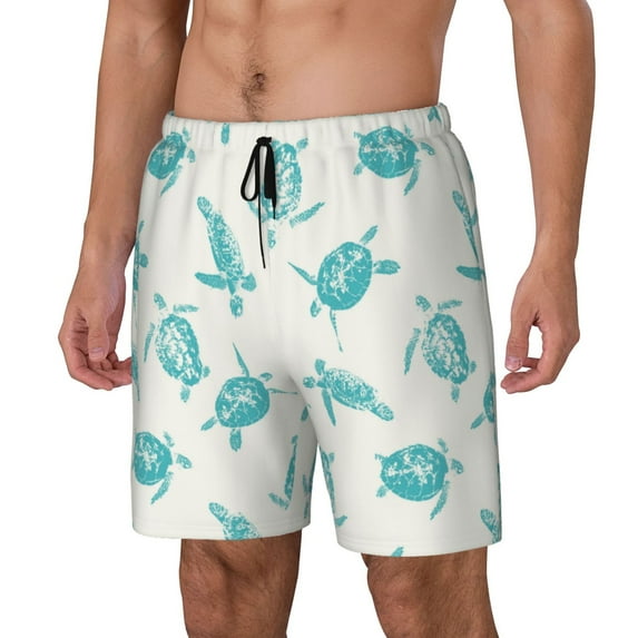 Goofa Turtle Printed Men's Swim Trunks Board Shorts Quick Dry Mens Swimming Trunks with Compression Liner,Breathable Fit Hawaii Beach Shorts-3X-Large
