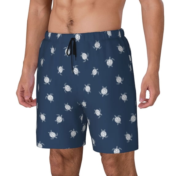 Goofa Turtle Printed Men's Swim Trunks Board Shorts Quick Dry Mens Swimming Trunks with Compression Liner,Breathable Fit Hawaii Beach Shorts-Small