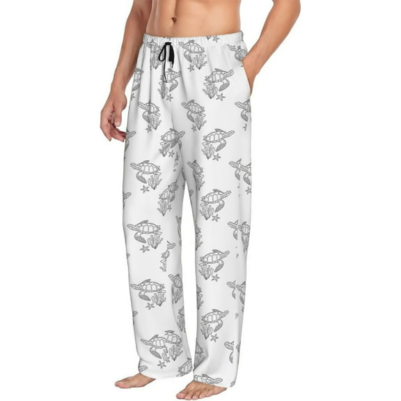 Goofa Turtle Printed Soft Pajama Pants for Men, Wide Leg Comfy Casual Lounge Yoga Pants-X-Large