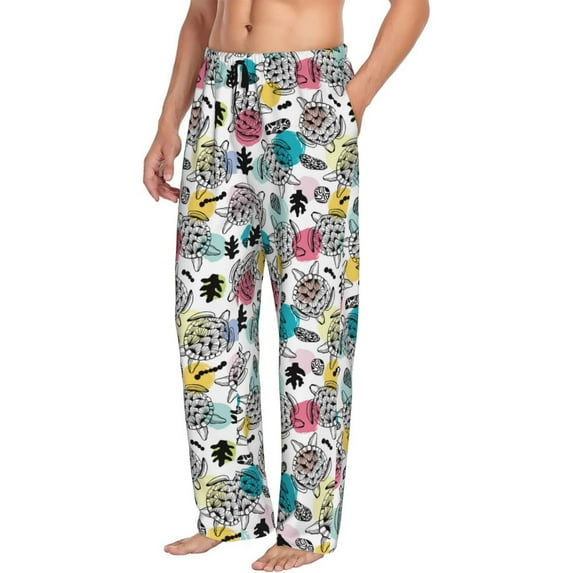 Goofa Turtle Printed Soft Pajama Pants for Men, Wide Leg Comfy Casual Lounge Yoga Pants-XX-Large