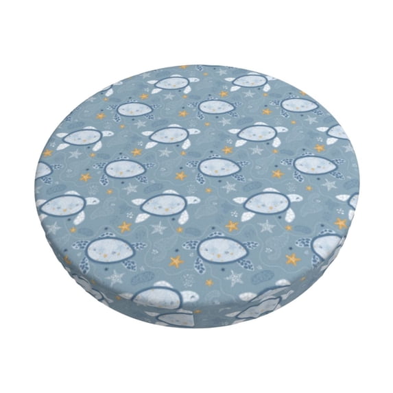 Goofa Turtle Printed Stool Covers Round, Waterproof Round Bar Stool Covers Anti-Slip Round Bar Stool Seat Cover with Elastic Bands Durable -12 inch