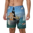 thumbnail image 1 of Goofa Two Brave Cats Are Floating On The Sea Iceberg Printed Men's Swim Trunks Board Shorts Quick Dry Mens Swimming Trunks with Compression Liner,Breathable Fit Hawaii Beach Shorts-XX-Large, 1 of 9