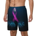 thumbnail image 1 of Goofa Two Human Hands are Holds Pink Ribbon Awareness Printed Men's Swim Trunks Board Shorts Quick Dry Mens Swimming Trunks with Compression Liner,Breathable Fit Hawaii Beach Shorts-Small, 1 of 9