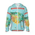 thumbnail image 1 of Goofa USA Tourist Map Printed Women's UPF 50+ Sun Protection Hoodie Jacket Lightweight Long Sleeve Sun Shirt for Women with Pocket Hiking Outdoor-, 1 of 9