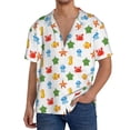 thumbnail image 1 of Goofa Undersea Animals Printed Men's Casual Short-sleeved Shirt,Lightweight Breathable Button-down,Summer Casual men's top,Versatile Fashion shirt-Large, 1 of 7