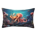 thumbnail image 1 of Goofa Underwater Plant Octopus Print Plush Throw Pillow Case, Soft Velvet with Hidden Zipper, Decorative Cushion Cover for Sofa, Bed, Car, and Home Décor-14"x20", 1 of 6