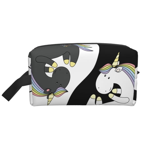 Goofa Unicorn in Yoga Printed Toiletry Bag with Handle,Large Capacity Travel Makeup Cosmetic Bag for Women, Carry on Airport Airline Compliant Bag