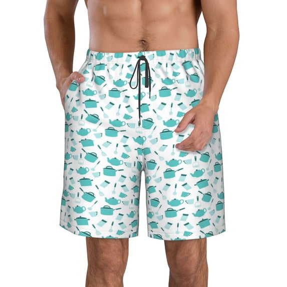 Goofa Utensiles Printed Mens Swim Trunks Summer Quick Dry Short Beach Swimwear Bathing Suits-XX-Large